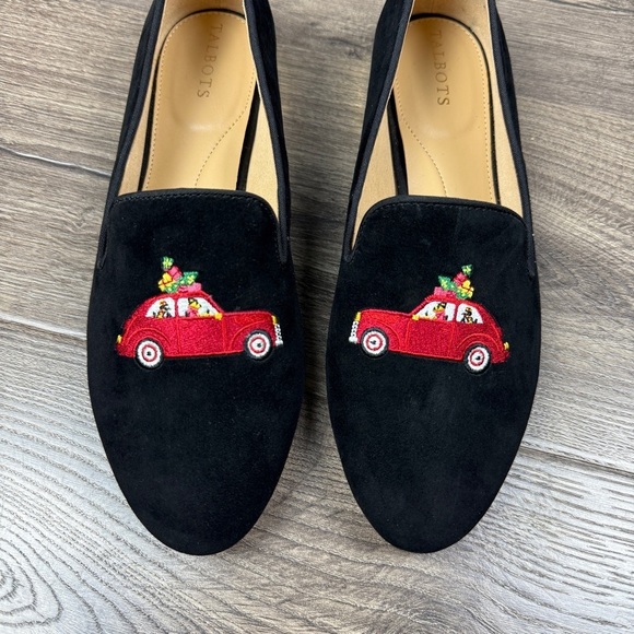 Talbots NWOT Ryan Embroidered Suede Loafers 9 - Christmas, Holiday, Black - Picture 5 of 10